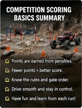 Photorealistic RC crawler guide image for What To Verify Before Event Day, with premium field-guide styling and no readable embedded text.