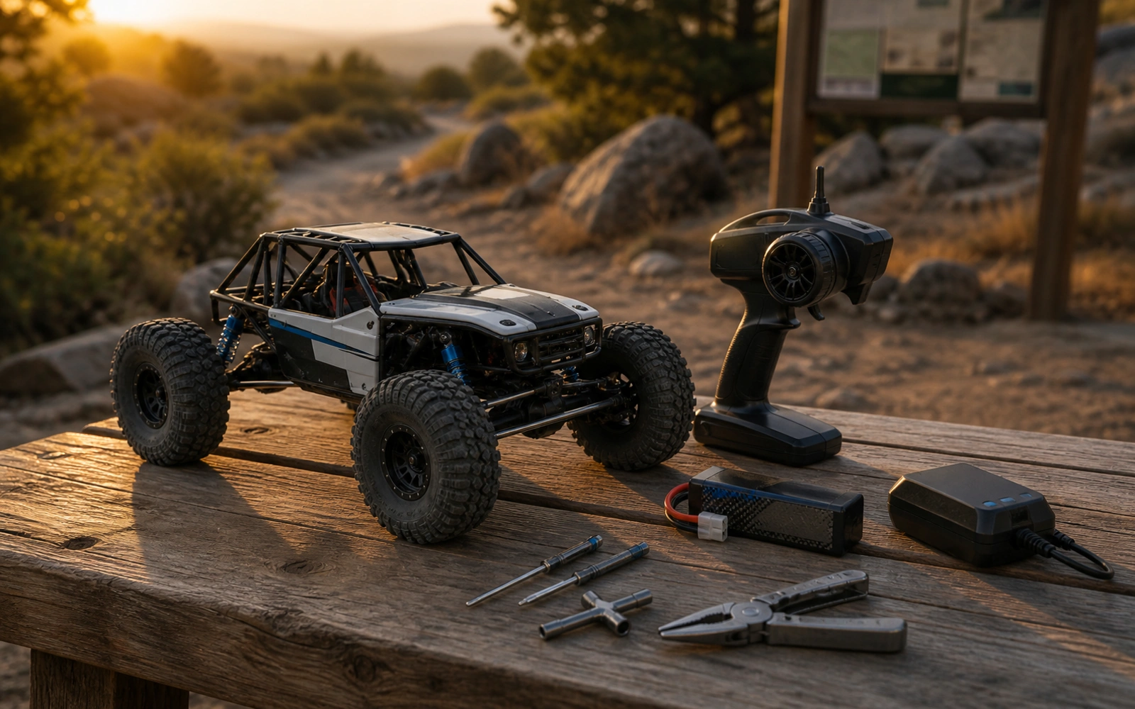 Photorealistic RC crawler guide image for How To Use This Guide On A Real Rig, with premium field-guide styling and no readable embedded text.