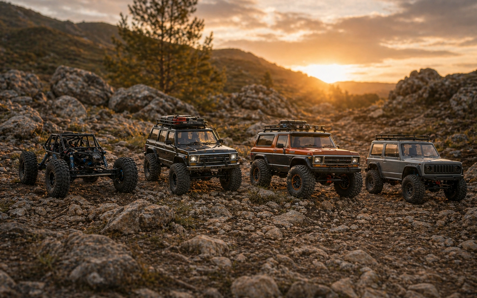 Photorealistic RC crawler guide image for Micro Competition Caveats, with premium field-guide styling and no readable embedded text.