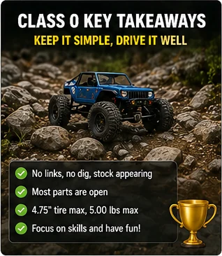 Photorealistic RC crawler guide image for What To Verify Before Event Day, with premium field-guide styling and no readable embedded text.
