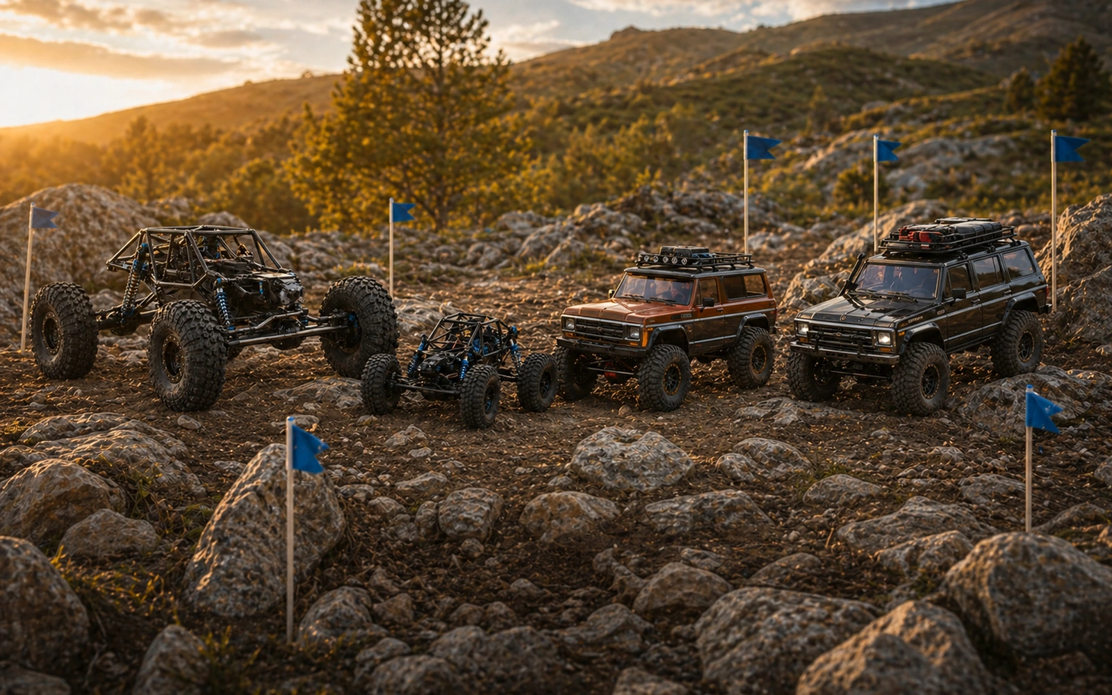 Photorealistic RC crawler guide image for Class 2 And Class 3 Orientation, with premium field-guide styling and no readable embedded text.